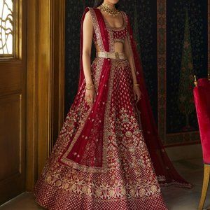 Anita Dongre Wedding Lehenga, Small, Wine Red